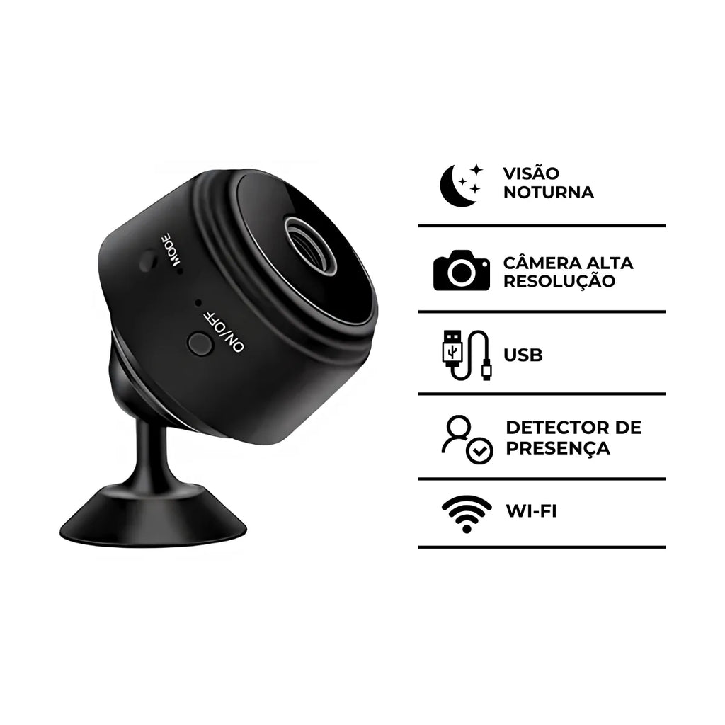 Mini Câmera A9 Wifi com Sensor e Visão Noturna