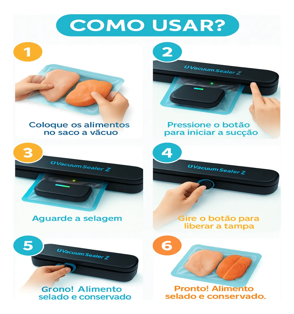 Máquina Seladora Portátil Vácuo De Alimentos