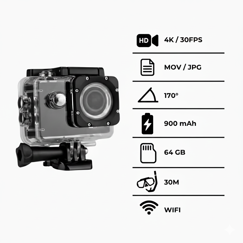 Câmera Filmadora Action Pro HD Esportiva ULTRA-HD Wi-fi