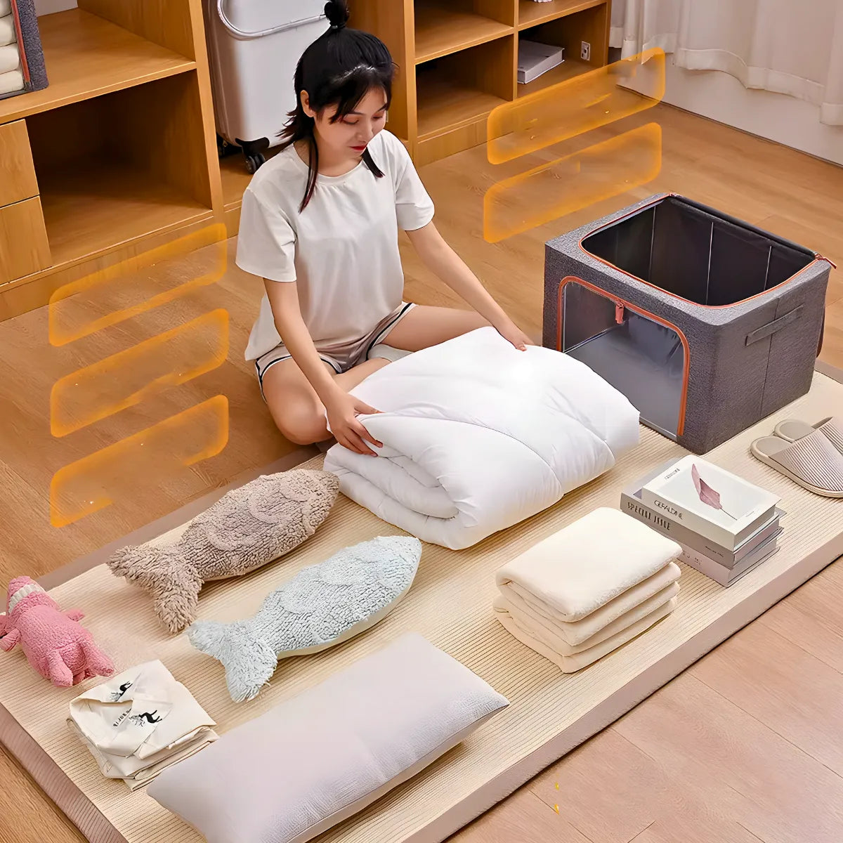 Caixa Organizadora De Roupas Multiuso Dobrável - AZUL