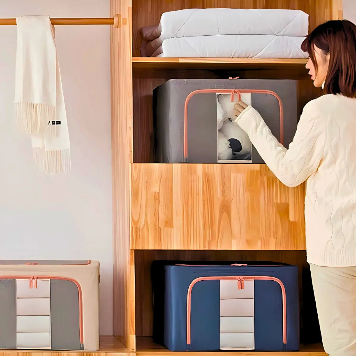 Caixa Organizadora De Roupas Multiuso Dobrável - VERDE