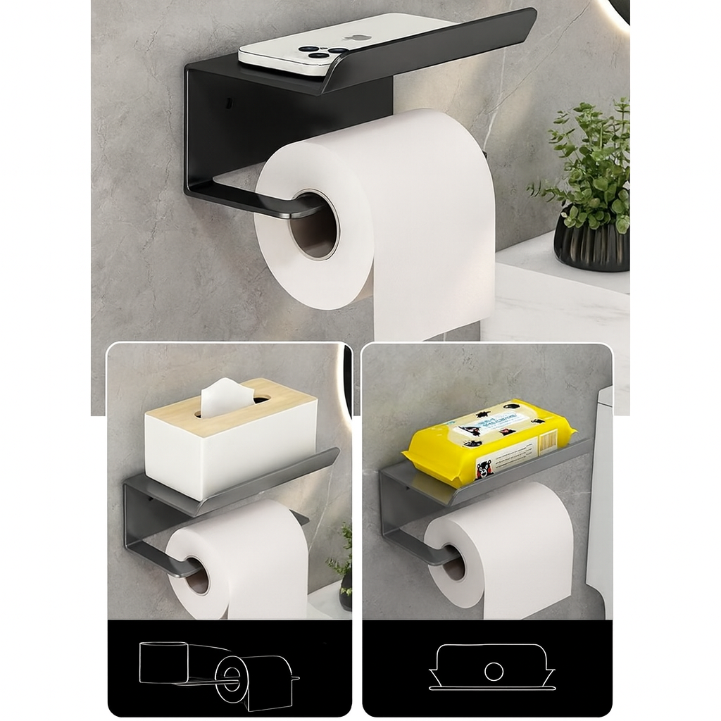 Suporte Para Papel Higiênico Premium Com Apoio Para Objetos